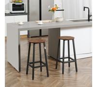 HOMCOM Lot de 2 tabourets style moderne hauteur 65 cm avec repose-pieds - brun rustique et noir