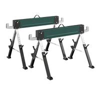 HOMCOM lot de 2 tréteaux pliables en métal, charge max 1160 kg, hauteur réglable 64-81cm, poignée de transport, vert
