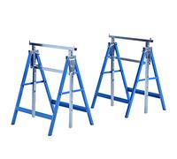 HOMCOM Lot de 2 tréteaux Pliables Hauteur Réglable 80-130 cm Bleu