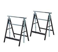 HOMCOM Lot de 2 tréteaux Pliables Hauteur Réglable 80-130 cm Noir