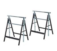 HOMCOM Lot de 2 tréteaux Pliables Hauteur Réglable 80-130 cm Noir | Télescopiques