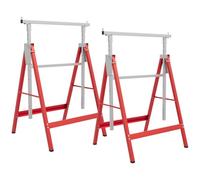 Lot de 2 tréteaux pliables télescopiques hauteur réglable 80-130 cm rouge
