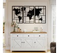 HOMCOM Lot de 3 Décorations Murales en Métal Moderne, 50 x 80 cm, Noir