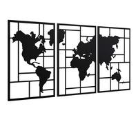 HOMCOM Lot de 3 décorations murales en métal moderne, sculpture murale en métal géométriques abstraites, 50 x 80 cm, noir