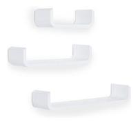 HOMCOM Lot de 3 étagères murales flottantes Design Contemporain courbé kit Fixation Inclus MDF Blanc