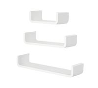 HOMCOM Lot de 3 étagères murales flottantes Design Contemporain courbé kit Fixation Inclus MDF Blanc