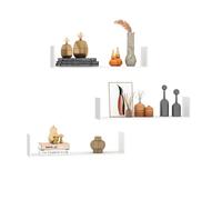 HomCom Lot de 3 étagères murales flottantes – 80x18x18 cm – MDF blanc – Kit fixation inclus