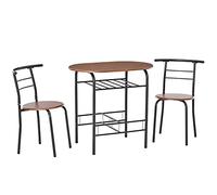 Homcom Lot de 3 Meubles de Salle à Manger, Bar, Restaurant, Maison - 2 Chaises (38 x 47,5 x 75 cm) 1 Table (80 x 50 x 76 cm) en Métal et MDF