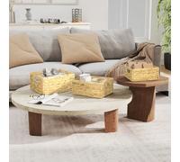 HOMCOM Lot de 3 paniers de rangement tressés boîtes de rangement avec poignées pour chambre, salon, salle de bain, bois naturel