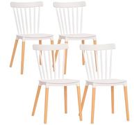 HOMCOM Lot de 4 Chaises de Salle à Manger, Chaises de Cuisine, Blanc