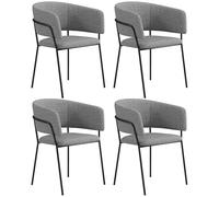 HOMCOM Lot de 4 chaises de Salle à Manger chaises de Cuisine Pieds en Acier, Assise rembourrée, pour Salle à Manger, Salon, Cuisine, 57L x 53l x 73H cm Gris