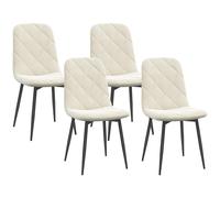 HOMCOM Lot de 4 chaises de Salle à Manger, chaises de Cuisine rembourrées avec Dossier Haut, Pieds en Acier et Tissu Effet Velours, pour Salon, Chambre, Cuisine, crème