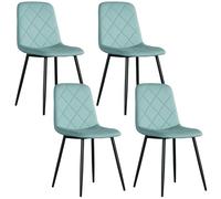 HOMCOM Lot de 4 chaises de Salle à Manger, chaises de Cuisine rembourrées avec Dossier Haut, Pieds en Acier et Tissu Effet Velours, pour Salon, Chambre, Cuisine, Vert