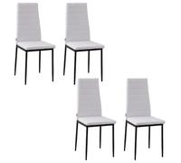 HOMCOM Lot de 4 chaises de Salle à Manger, chaises de Cuisine rembourrées avec Dossier Haut, Pieds en métal et Tissu en Lin, pour Salon, Chambre, Cuisine, Blanc