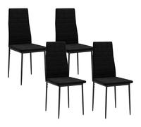 HOMCOM Lot de 4 chaises de salle à manger, de cuisine, avec dossier, aspect velours, sans bras, rembourrées avec pieds en métal, pour salle à manger, salon - Noir