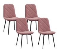 HOMCOM Lot de 4 chaises de salle à manger, de cuisine, de salon, de salle à manger, aspect velours, avec pieds en acier, roses