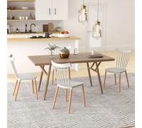 HOMCOM Lot de 4 chaises grise salle à mange Salle à manger scandinave dossier haut assise en polypropylène pieds en hêtre 48x52,5x83 cm | Aosom France