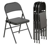 HOMCOM Lot de 4 Chaises Pliantes avec Coussin, Acier, 45x46x78cm Noir
