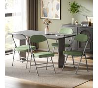 HOMCOM Lot de 4 chaises pliantes chaises de salle à manger portables avec assises et dossiers rembourrés en velours côtelé vert