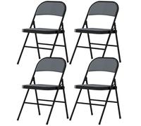 HOMCOM Lot de 4 chaises pliantes chaises de salle à manger portables cadre en acier 45 x 46 x 78 cm gris