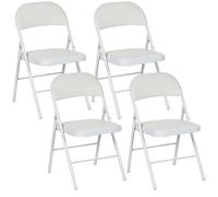 HOMCOM Lot de 4 chaises pliantes chaises de salle à manger portables cadre en acier dim. 45l x 46P x 78H cm blanc