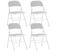 HOMCOM Lot de 4 chaises Pliantes chaises de Salle à Manger Portables Chaise Pliable d'intérieur avec siège rembourré en Velours côtelé et Cadre en Acier dim. 45l x 46P x 78H cm Blanc