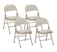 HOMCOM Lot de 4 chaises Pliantes chaises de Salle à Manger Portables Chaise Pliable d'intérieur avec Coussin en Lin et Cadre en Acier 45 x 46 x 78 cm Beige