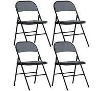 HOMCOM Lot de 4 chaises Pliantes chaises de Salle à Manger Portables Chaise Pliable d'intérieur avec siège rembourré en Velours côtelé et Cadre en Acier dim. 45l x 46P x 78H cm Gris