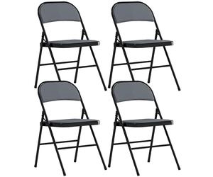 HOMCOM Lot de 4 chaises Pliantes chaises de Salle à Manger Portables Chaise Pliable d'intérieur avec siège rembourré en Velours côtelé et Cadre en Acier dim. 45l x 46P x 78H cm Gris