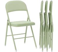 HOMCOM Lot de 4 chaises Pliantes chaises de Salle à Manger Portables intérieur avec assises et dossiers rembourrés en Velours et Cadre en Acier, Charge jusqu'à 120kg, Vert