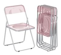 HOMCOM Lot de 4 chaises pliantes en acrylique 47 x 48 x 75 cm Rose