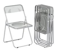HOMCOM Lot de 4 chaises pliantes en acrylique, chaises pliantes d'intérieur peu encombrantes avec structure en acier, chaise pliante portable pour maison, bureau, cuisine, événements, 47 x 48 x 75 cm