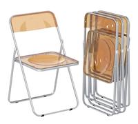 HOMCOM Lot de 4 chaises Pliantes en Acrylique et Acier, chaises Pliantes intérieures Portables pour Maison, Bureau, Salle à Manger, 47 x 48 x 75 cm, Oranges