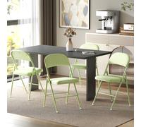 HOMCOM Lot de 4 chaises pliantes et portables intérieur avec assises et dossiers rembourrés en velours, cadre en acier, vert