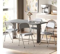 HOMCOM Lot de 4 chaises pliantes et portables intérieur avec assises et dossiers rembourrés en velours, cadre en acier, gris clair