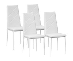 HOMCOM Lot de 4 Chaises Salle à Manger Moderne Dossier Haut, Blanc | Chaises de Cuisine, Style Maison de Campagne, Cadre en Bois de Pin, pour Salon, Chambre, Cuisine