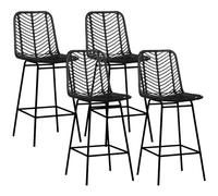 HOMCOM Lot de 4 tabourets de Bar Chaise de Bar Design bohème Hauteur 66 cm avec Repose-Pieds métal - Noir