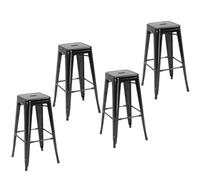HomCom Tabouret de bar métal 43x43x76 cm empilable avec repose-pied Lot de 4 Noir