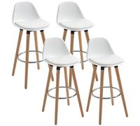 HOMCOM Lot de 4 Tabourets de Bar Style Scandinave Hauteur 70 cm Blanc