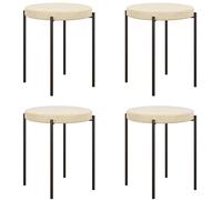HOMCOM Lot de 4 tabourets de Salle à Manger Empilables Chaise de Salle à Manger Chaise de Cuisine avec Assise rembourrée, Aspect Velours Tabouret de Velours pour Cuisine Salle à Manger Métal Blanc