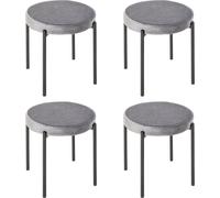 HOMCOM Lot de 4 tabourets de salle à manger Tabouret empilable Tabouret de cuisine Tabouret de bar Velvet-Touch moderne Cuisine Salle à manger Polyester Acier Gris 41,5 x 41,5 x 46 cm