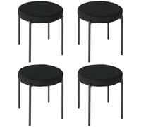 HOMCOM Lot de 4 Tabourets Empilables sans Dossier, Siège en Velours pour Cuisine, Salle à Manger, Forme Ronde, Cadre métal, Noir
