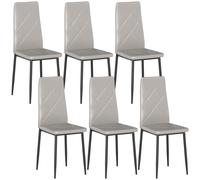HOMCOM Lot de 6 chaises de salle à manger modernes avec dossier haut en similicuir et acier, 41x50x97 cm, Gris