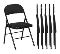 HOMCOM Lot de 6 chaises Pliantes avec Assise rembourrée, chaises Modernes à Faible encombrement avec Coussin en Polyester pour la Maison et Le Bureau, Noir