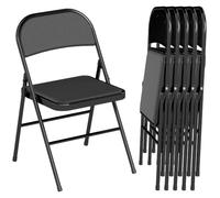 Lot de 6 chaises - HOMCOM - pliantes portables - avec coussin en revêtement synthétique et cadre en acier - noir