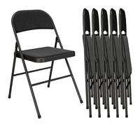 HOMCOM chaises pliantes – coussin lin, cadre acier – 45×46×78 cm Noir – Lot de 6
