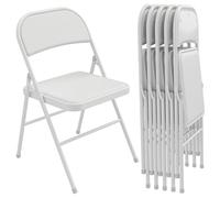 HOMCOM Lot de 6 chaises Pliantes chaises de Salle à Manger Portables Chaise Pliable d'intérieur avec Coussin en revêtement synthétique et Cadre en Acier dim. 45l x 46P x 78H cm Blanc