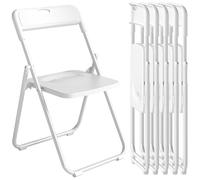 Lot de 6 chaises pliantes - HOMCOM - dossier incurvé, assise concave - plastique et acier - 48,5 x 47 x 75 cm - blanc