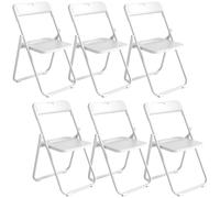 HOMCOM Lot de 6 chaises pliantes portables en plastique et acier, dossier incurvé, assise concave, 48,5 x 47 x 75 cm, blanc