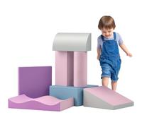 HOMCOM Lot de 7 blocs de construction souples en mousse pour enfants - Pour se défouler et escalader - Blocs de construction géants - Jouet de construction - Blocs de construction pour bébés et jeunes
